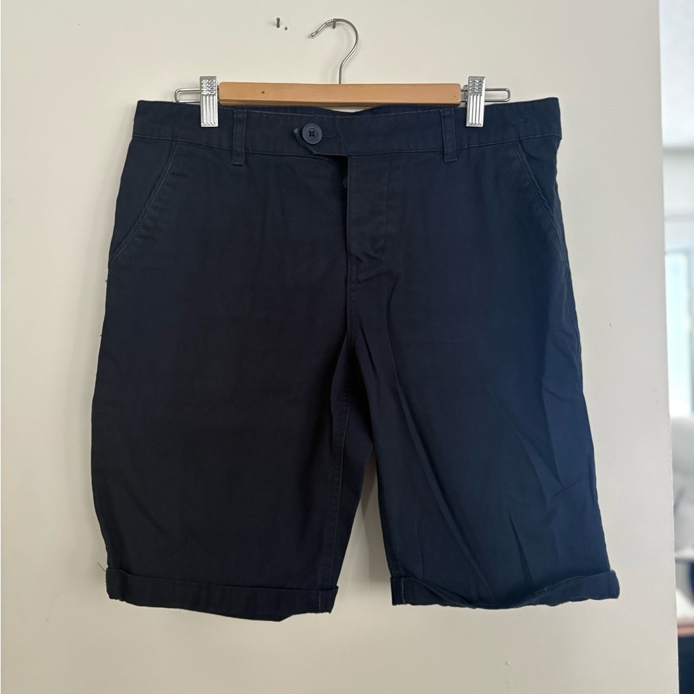 Men's Navy Flat Front Shorts